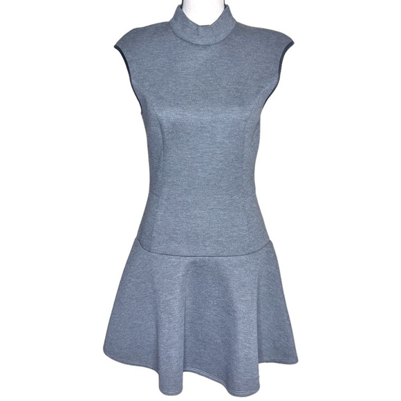 ABS Collection Gray Drop Waist Ruffle Hem Sleeveless Dress Women's Medium NWT - Picture 1 of 10